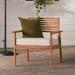 Walker Edison Modern Slat-Back Solid Wood Outdoor Lounge Chair Brown