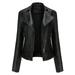 Women s Slim Leather Stand Collar Zip Motorcycle Suit Belt Coat Jacket Tops Plus Size Fall Winter Jackets for Women Coat