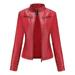 LYXSSBYX Women Long Sleeve Shacket Jacket Hot Sale Clearance Women s Slim-Fit Leather Stand-Up Collar Zipper Motorcycle Suit Thin Coat Jacket