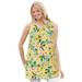 Plus Size Women's Perfect Printed Sleeveless Shirred V-Neck Tunic by Woman Within in Primrose Yellow Painterly Bloom (Size 42/44)