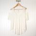 Free People Tops | Free People Womens Blouse White Short Sleeve V Neck Cold Shoulder Top Xs | Color: White | Size: Xs