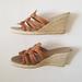 Nine West Shoes | Nine West N-Alula Tan Leather Espadrille Sandal Slip-On Wedge (Size 9.5) | Color: Tan | Size: 9.5