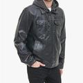 Levi's Jackets & Coats | Levi's Faux Leather Trucker With Jersey Hood, Fleece Lining Men’s Large/Tall | Color: Black | Size: Lt