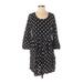 Old Navy Casual Dress Scoop Neck 3/4 sleeves: Black Polka Dots Dresses - Women's Size Small