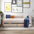 Wildon Home® Karl Full Daybed Upholstered/Linen in Brown | 29.31 H x 79.91 W x 55.91 D in | Wayfair ACF7FF75CF0C4A5496805117565AF91F