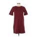 Ann Taylor LOFT Casual Dress - Shift: Red Grid Dresses - Women's Size Small Petite