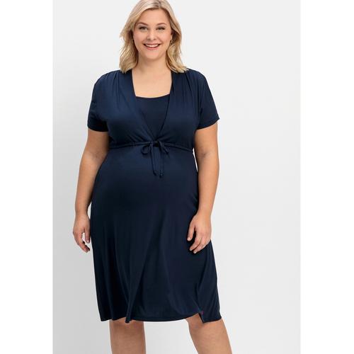 „Umstandskleid SHEEGO „“Große Größen““ Gr. 50, Normalgrößen, blau (nachtblau) Damen Kleider Umstandskleider aus Jersey, mit Stillfunktion“