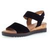 Sandalette GABOR "GENUA", Damen, Gr. 36, schwarz, Ziegenveloursleder, klassisch, Schuhe, Sommerschuh, Sandale, Keilabsatz, mit kleinem Stretch, Weite G