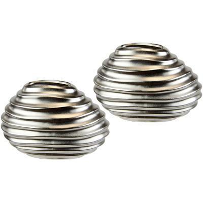 Dekovase I.GE.A. "Keramik-Vase", silber (silberfarben), B:16cm H:12cm, Keramik, Vasen, 2er Set Kleine Vase Weiß Modern Keramik Tisch Küche Büro Pampasgras Image