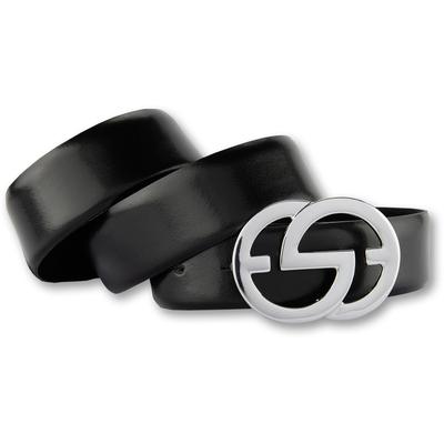 Koppelgürtel SILBERGIFT, Damen, Gr. 105, schwarz, Rindsleder, unifarben, feminin,elegant,klassisch, Gürtel, Grafische Schließe silberfarben, leicht bombiert Image