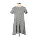 Ann Taylor LOFT Casual Dress - A-Line: Black Stripes Dresses - Women's Size 2X-Small Petite