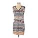 Angie Casual Dress - Shift: Blue Graphic Dresses - Women's Size Small