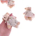 1/2PCS Couple Ours Lapin Porte-clés En Peluche Tissu Floral Ours Lapin Lapin Poupées Hamburger