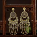 Boucles d'oreilles pendantes en or fleur ethnique pour femmes boucles d'oreilles longues indiennes