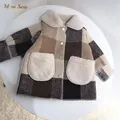 Veste en laine pour bébé garçon et fille manteau chaud à revers en Tweed avec fourrure en un