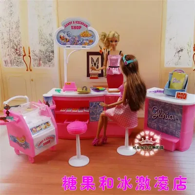 Accessoires de meubles pour Barbie bonbons magasin de crème glacée réfrigérateur chaise lampe