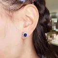 Boucles d'oreilles en saphir pour femme bijoux à la mode avec pierres bleues minimalistes