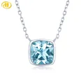 Collier en argent Sterling topaze bleu ciel naturel pour femmes bijoux exquis 2.7 Carats pierres