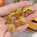 Pendentif en or jaune pur 24 carats barre d'or dur 3D petit pendentif de richesse soudaine