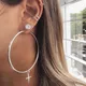 Boucles d'oreilles en cristal plaqué or pour femmes grand anneau creux rond boucles d'oreilles en