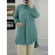 ZANZEA-Chemisier à manches bouffantes pour femmes musulmanes chemise à col rond chemisiers