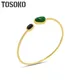 TOSOKO-Bracelet narincrusté d'agate verte et noire pour femme bijoux en acier inoxydable bracelet