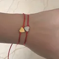 Bracelet élastique en corde rouge fait à la main petit cœur breloque Sport décontracté poignet