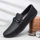 Mocassins en cuir pour hommes chaussures de luxe de styliste à enfiler noir et marron livraison