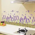 Autocollants Muraux Lavande Fleurs Violettes pour Salon Chambre d'Enfants Cuisine Plinthe