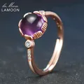 LAMOON – bague en argent Sterling 100% améthyste violette 925 naturelle bijoux de 8mm 2 3 ct