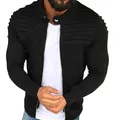 Veste de Baseball pour Homme Blouson Bombardier Slim Décontracté Solide Sportif Col Montant