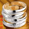 Bracelet en argent regardé 2021 pour mère bracelet exquis bracelet en relief solide fleur quatre