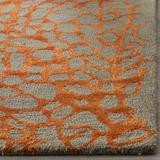 Gray/Orange 48 x 0.63 in Indoor Area Rug - Ivy Bronx Rigsby Hand-Hooked Wool Area Rug Viscose/Wool | 48 W x 0.63 D in | Wayfair