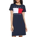 Tommy Hilfiger T-Shirt Kurzarm Baumwolle Sommerkleider für Damen, Klassisches Scharlachrot/Blau, X-Groß