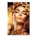 Mercer41 Gold Lips Makeup & Jewelry, Beauty Fashion Model Portrait, Acrylic Wall Art Plastic/Acrylic in Black | 45 H x 30 W x 2 D in | Wayfair