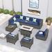 Latitude Run® Reniyah 11 Piece Sofa Seating Group w/ Cushions Synthetic Wicker/All - Weather Wicker/Wicker/Rattan in Blue | Outdoor Furniture | Wayfair