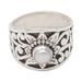 Dame of the Garden,'Floral Cultured Pearl Single Stone Ring Crafted in Java'