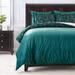 Chanasya Teal Reversible Microfiber Velvet Leaves Foliage 5-Piece Duvet Cover Set