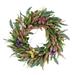 24" Vibrant Puleo International Artificial Salix Leaf with Butterfly Floral Spring Wreath - Green