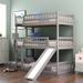 Nestfair Twin Over Twin Over Twin Triple Bunk Bed with Built-in Ladder and Slide