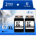 67XL Black Ink Cartridge for HP 67 XL 67XL Ink Cartridge for Deskjet 2700 2755 2752 2755e Envy 6075 6055 6000 Envy Pro 6455 6452 6400 Deskjet Plus 4155 4152 Printer (2 Black)