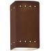 9.5" Ceramic Rectangle ADA Real Rust LED Outdoor Sconce w/ Perfs