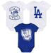 Newborn & Infant Royal/White/White Los Angeles Dodgers Minor League Player Three-Pack Bodysuit Set