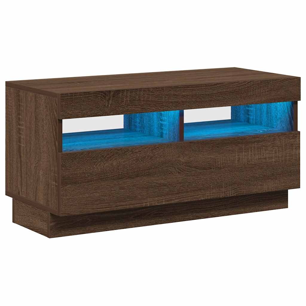 vidaXL TV-Schrank mit LED-Leuchten Braun Eichen-Optik 80x35x40 cm Image