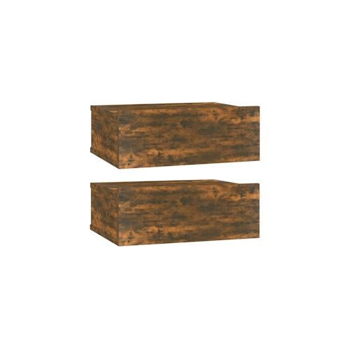 vidaXL Hängender Nachttisch 2Stk Räuchereiche 40x30x15cm Holzwerkstoff