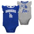 Girls Newborn & Infant Royal/Heather Gray Los Angeles Dodgers Little Fan Two-Pack Bodysuit Set