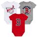 Newborn & Infant Red/White/Heather Gray Boston Red Sox Biggest Little Fan 3-Pack Bodysuit Set