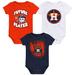 Newborn & Infant Orange/Navy/White Houston Astros Minor League Player Three-Pack Bodysuit Set