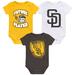 Newborn & Infant Gold/Brown/White San Diego Padres Minor League Player Three-Pack Bodysuit Set