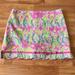 Lilly Pulitzer Skirts | Lilly Pulitzer Skort Sz 2 Pink Green Lion Giraffe Miniskirt Preppy | Color: Green/Pink | Size: 2